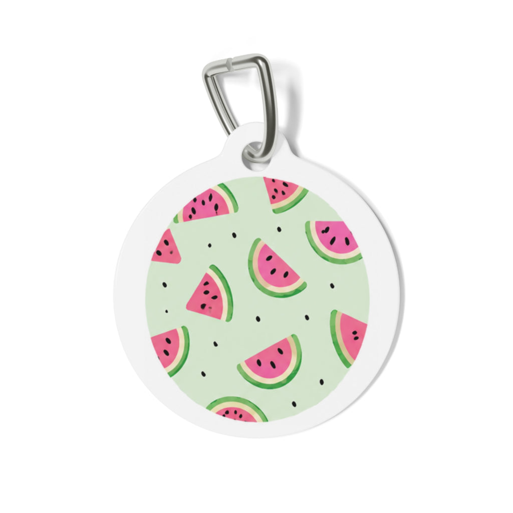 Mint Watermelon Cheerful Fruit Pattern Personalized Dog ID Tag