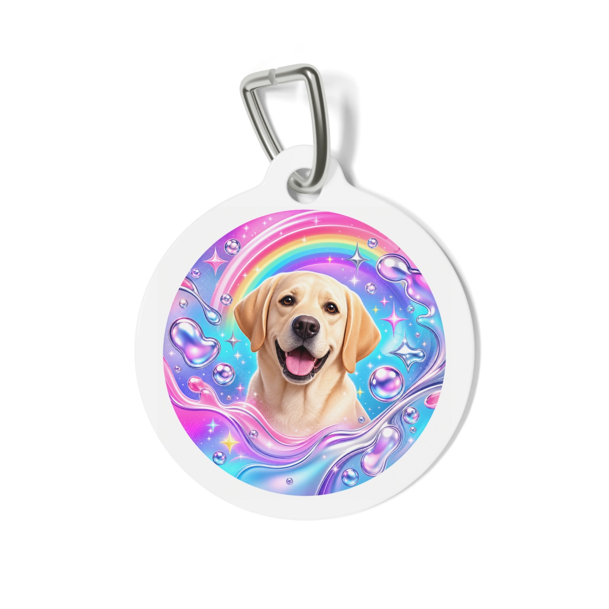 Labrador Retriever Rainbow Bubble Personalized Dog ID Tag