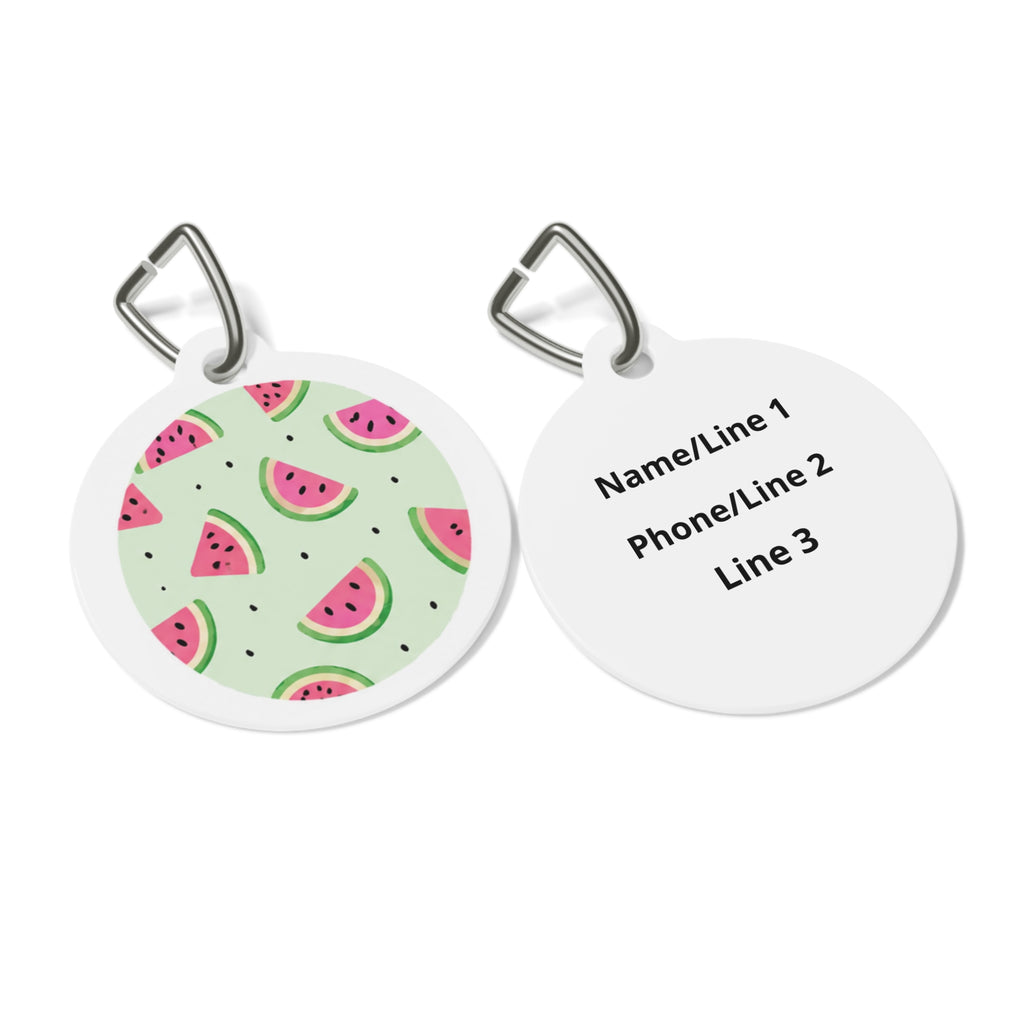 Mint Watermelon Cheerful Fruit Pattern Personalized Dog ID Tag