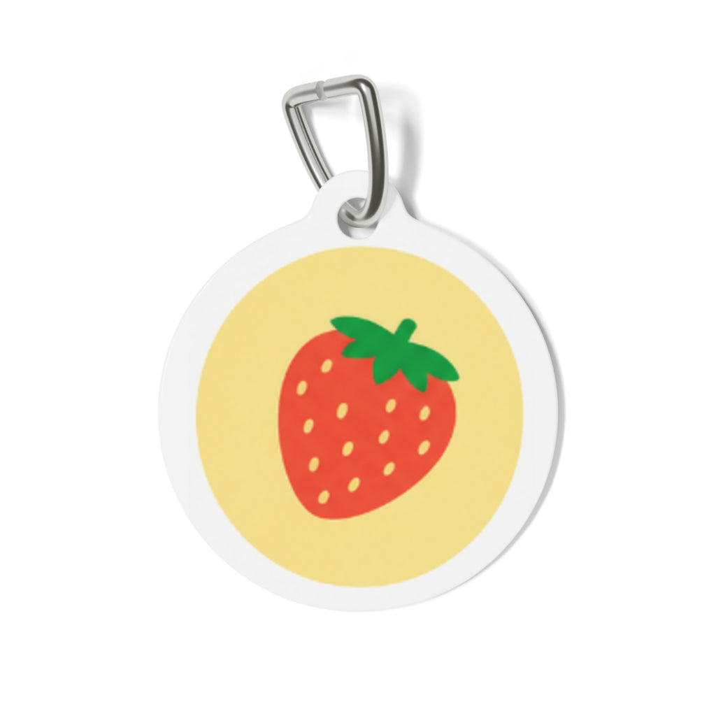 Sunny Strawberry Cheerful Fruit Pattern Personalized Dog ID Tag