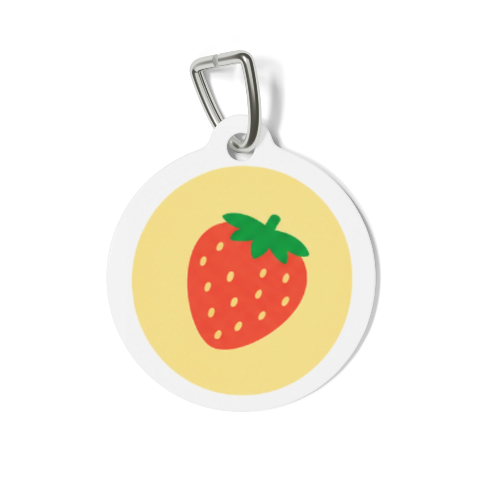 Sunny Strawberry Cheerful Fruit Pattern Personalized Dog ID Tag