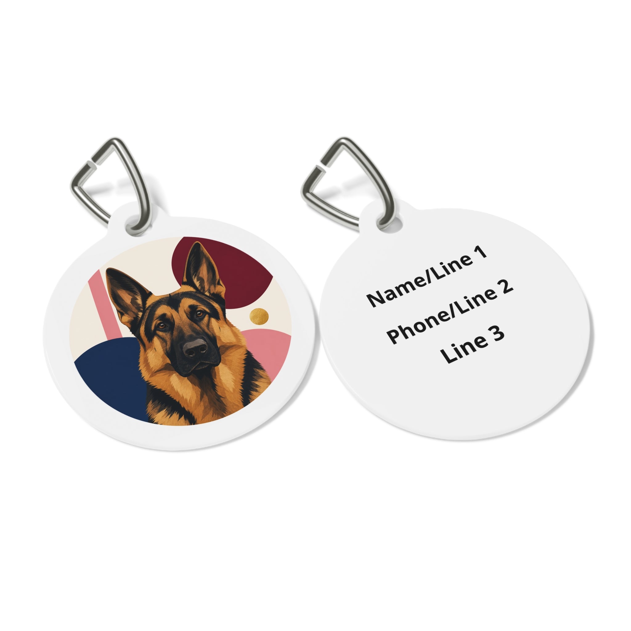 German Shepherd Modern Colorblock Portrait Personalized Dog ID Tag