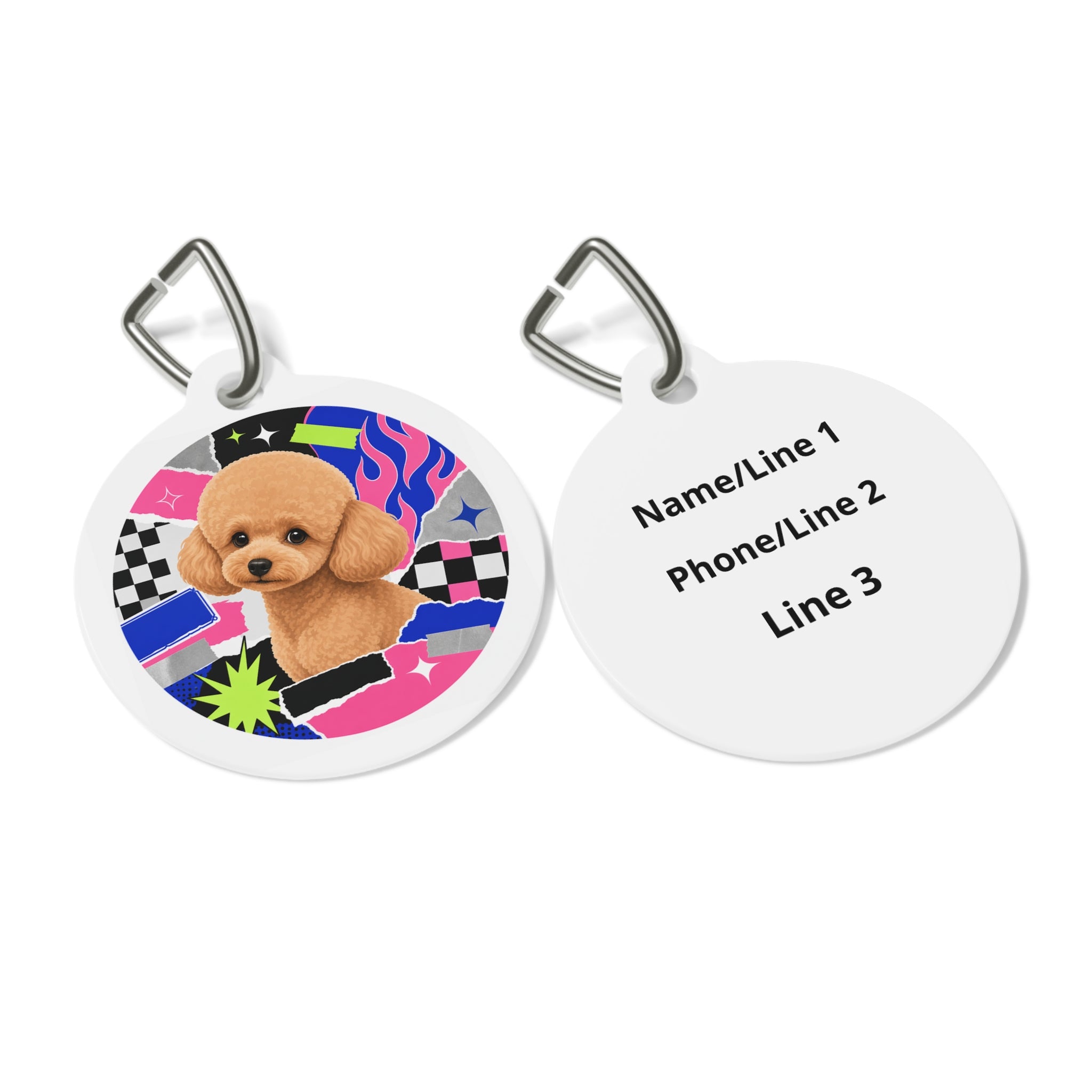 Toy Poodle Punk Collage Apricot Puppy Personalized Dog ID Tag