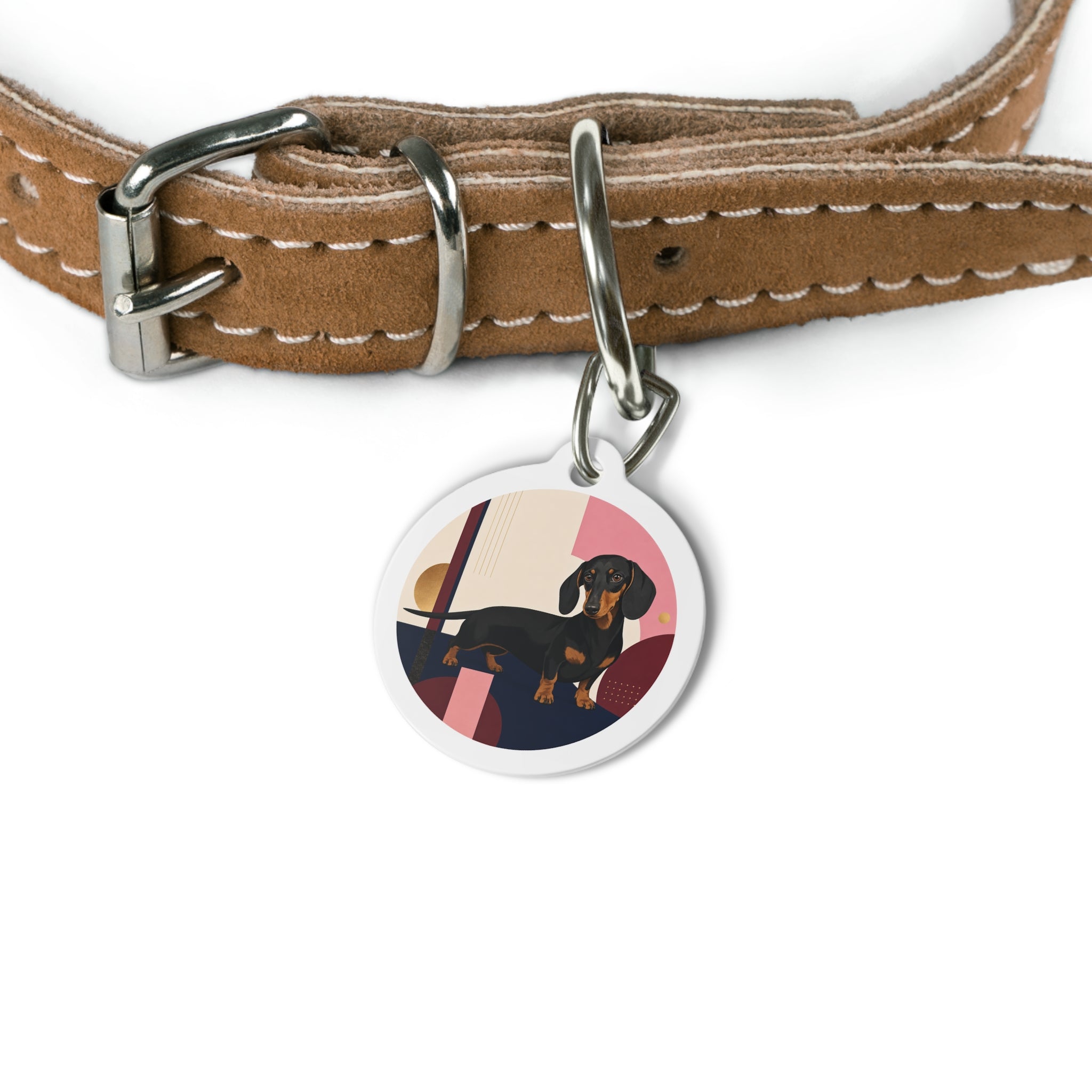 Dachshund Joyful Playful Portrait Personalized Dog ID Tag