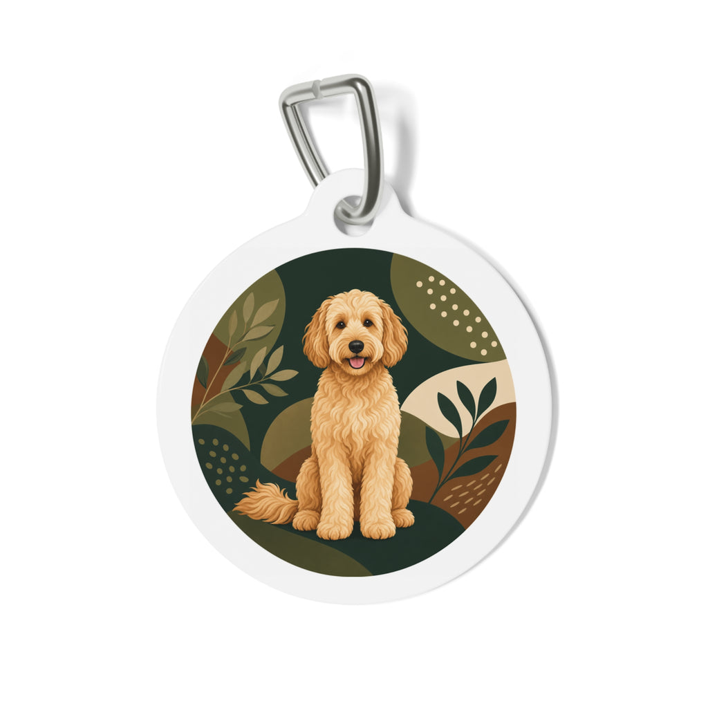 金毛贵宾犬绿色植物画像定制狗牌