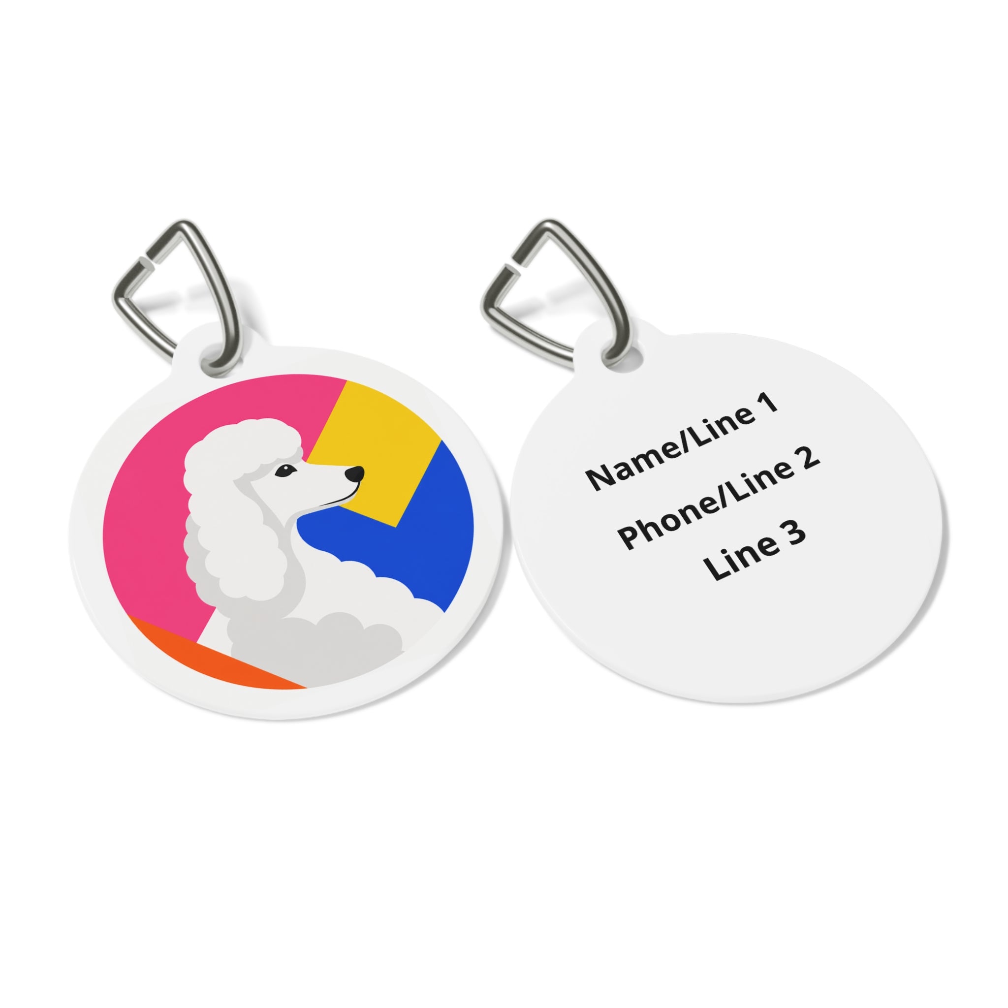 Poodle Geometric Profile Personalized Dog ID Tag