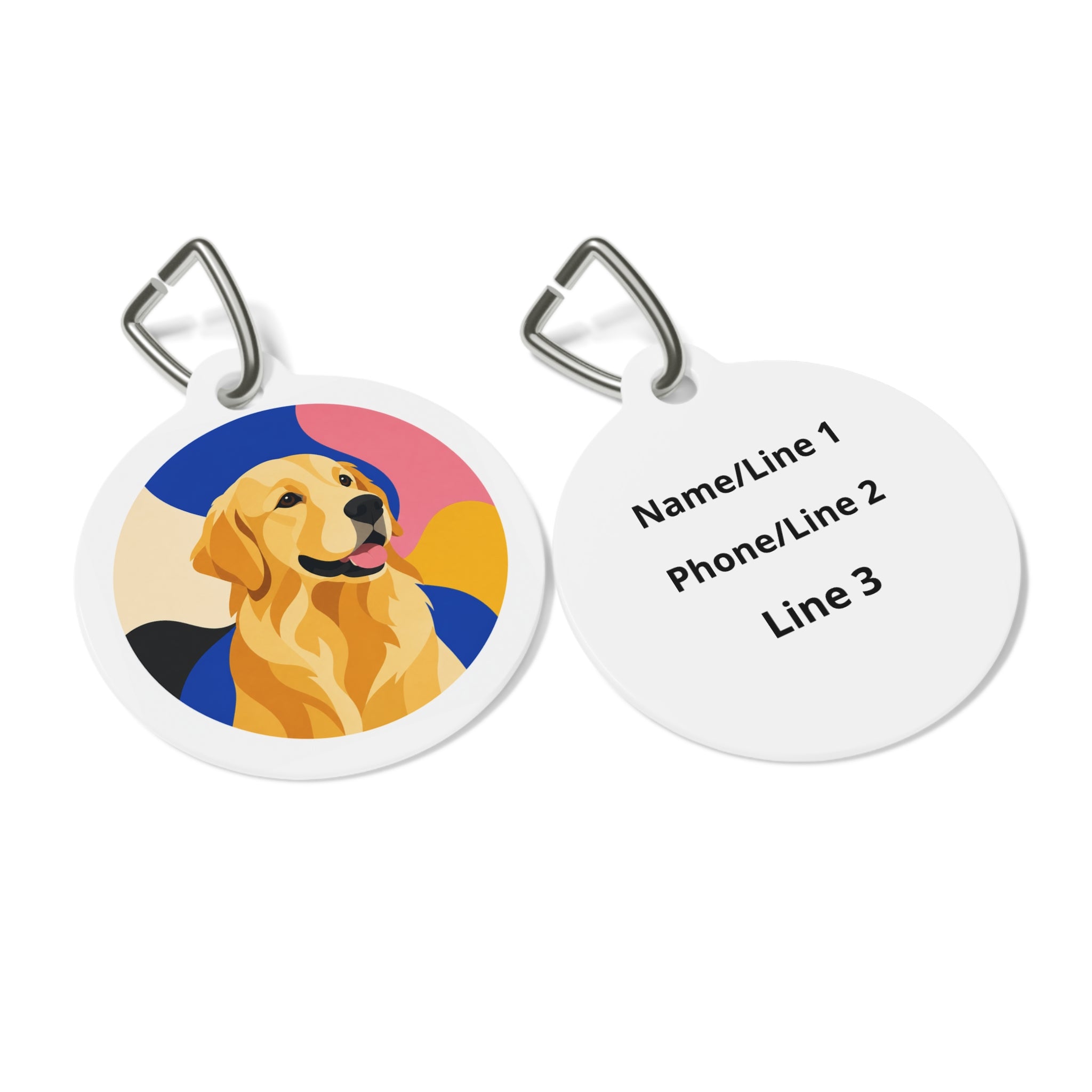 Placa de identificación personalizada para perro Golden Retriever Bauhaus Color