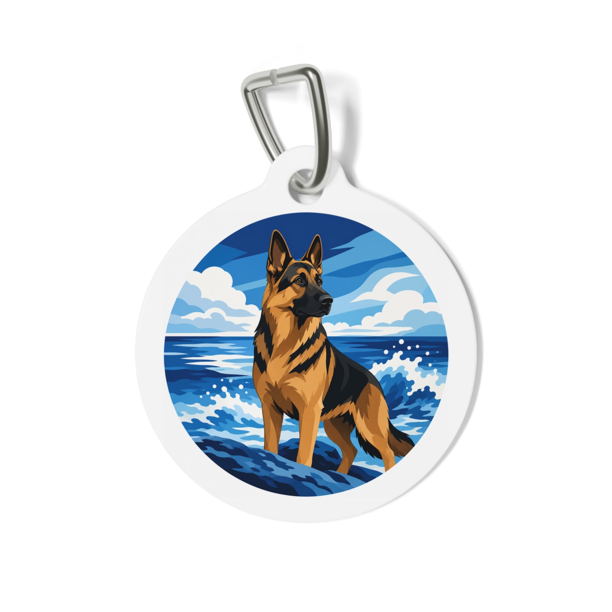 German Shepherd Ocean Adventure Personalized Dog ID Tag