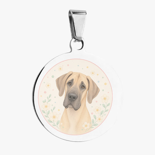 Great Dane Soft Floral Watercolor Personalized Dog ID Tag