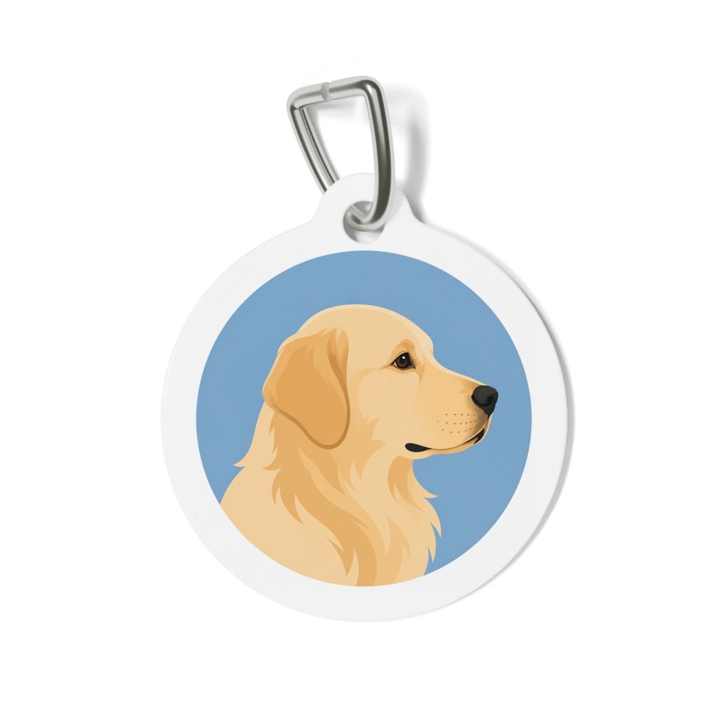 Placa de identificación personalizada para perro Golden Retriever Blue Circle