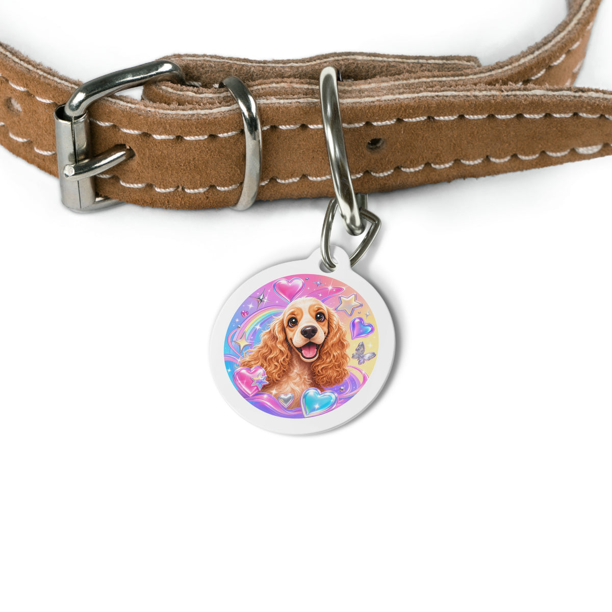 Cocker Spaniel Cosmic Heart personalized dog ID tag product detail