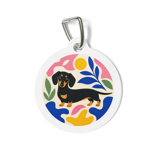 Dachshund Floral Personalized Dog ID Tag
