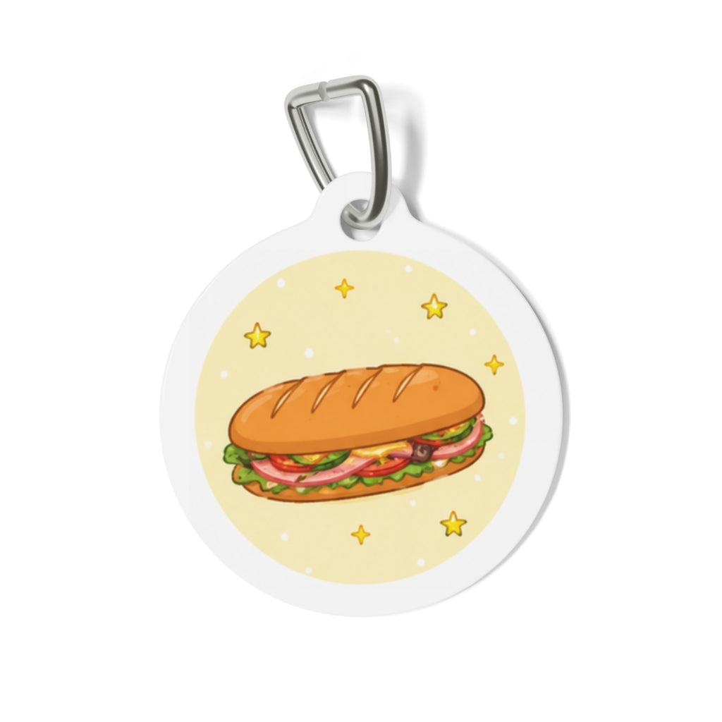 Deli Sub Whimsical Foodie Art Personalized Dog ID Tag