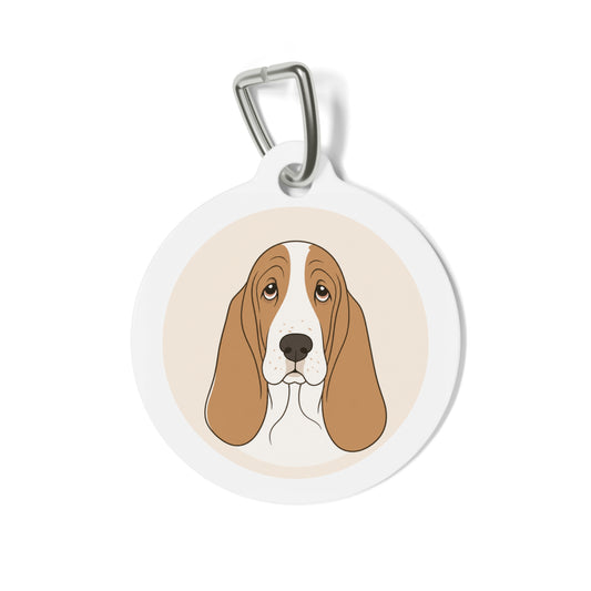 Basset Hound Minimal Portrait Personalized Dog ID Tag