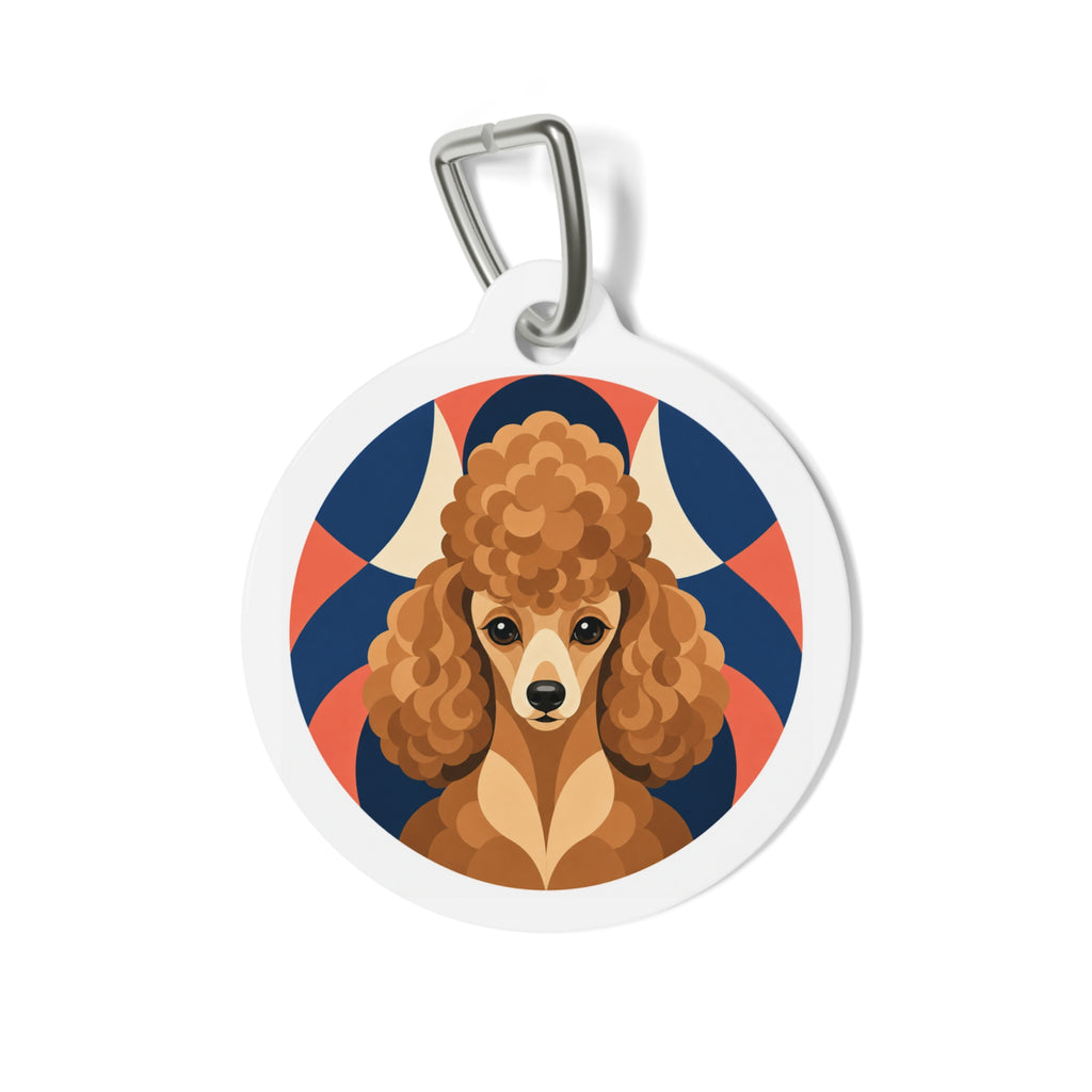 Toy Poodle Retro Warm Geometric Show Poodle Personalized Dog ID Tag