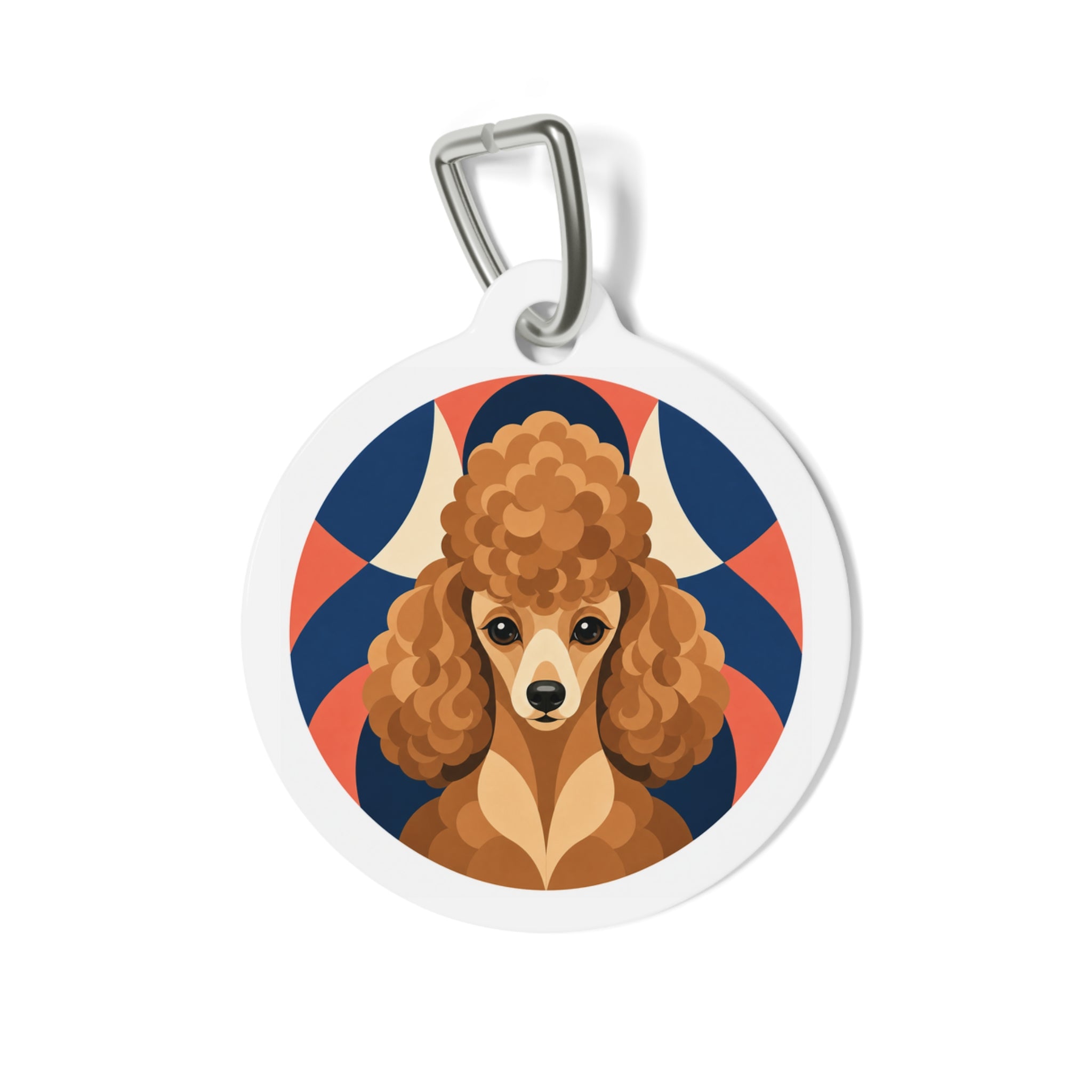 Toy Poodle Retro Warm Geometric Show Poodle Personalized Dog ID Tag