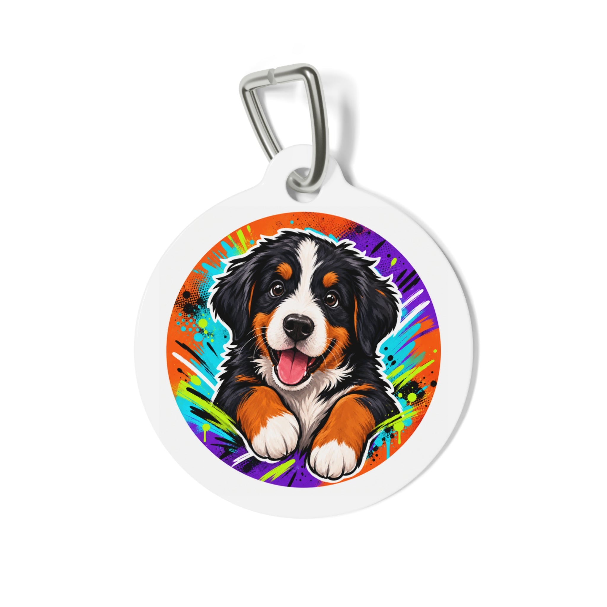 Bernese Mountain Dog Lighthearted Pastel Art Personalized Dog ID Tag