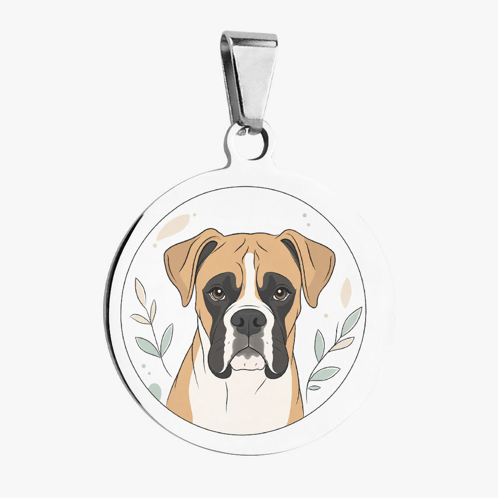 Boxer Botanical Line Portrait Personalized Dog ID Tag