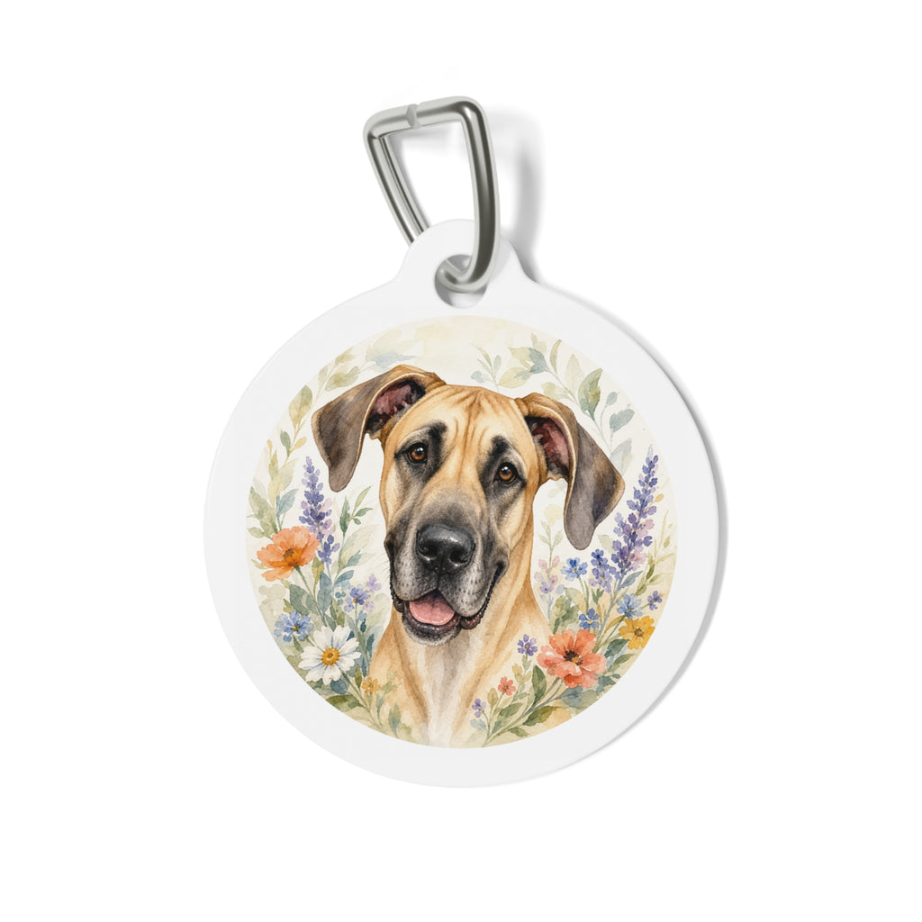 Chapa de identificación personalizada para perro Gran Danés con arte pastel alegre