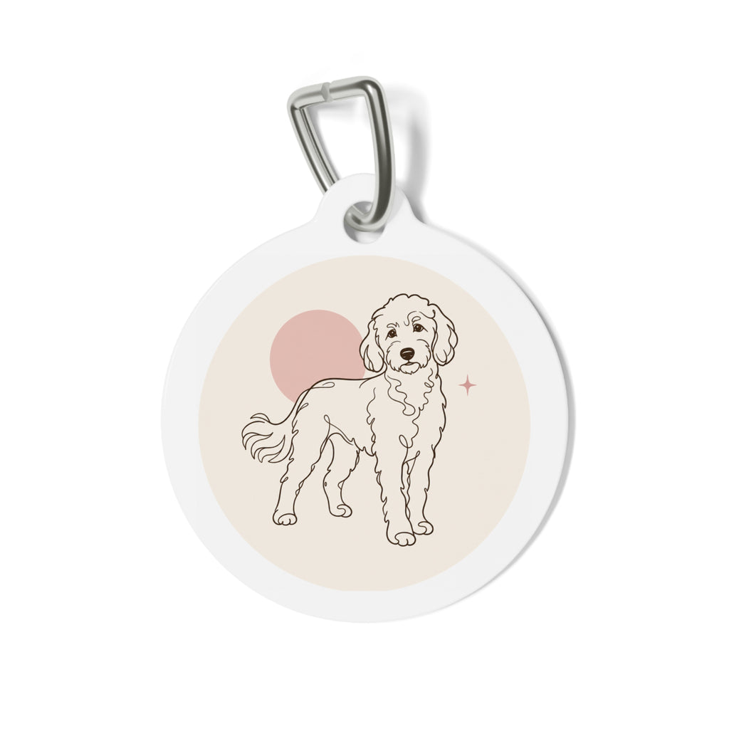 Goldendoodle Soft Line Art Personalized Dog ID Tag