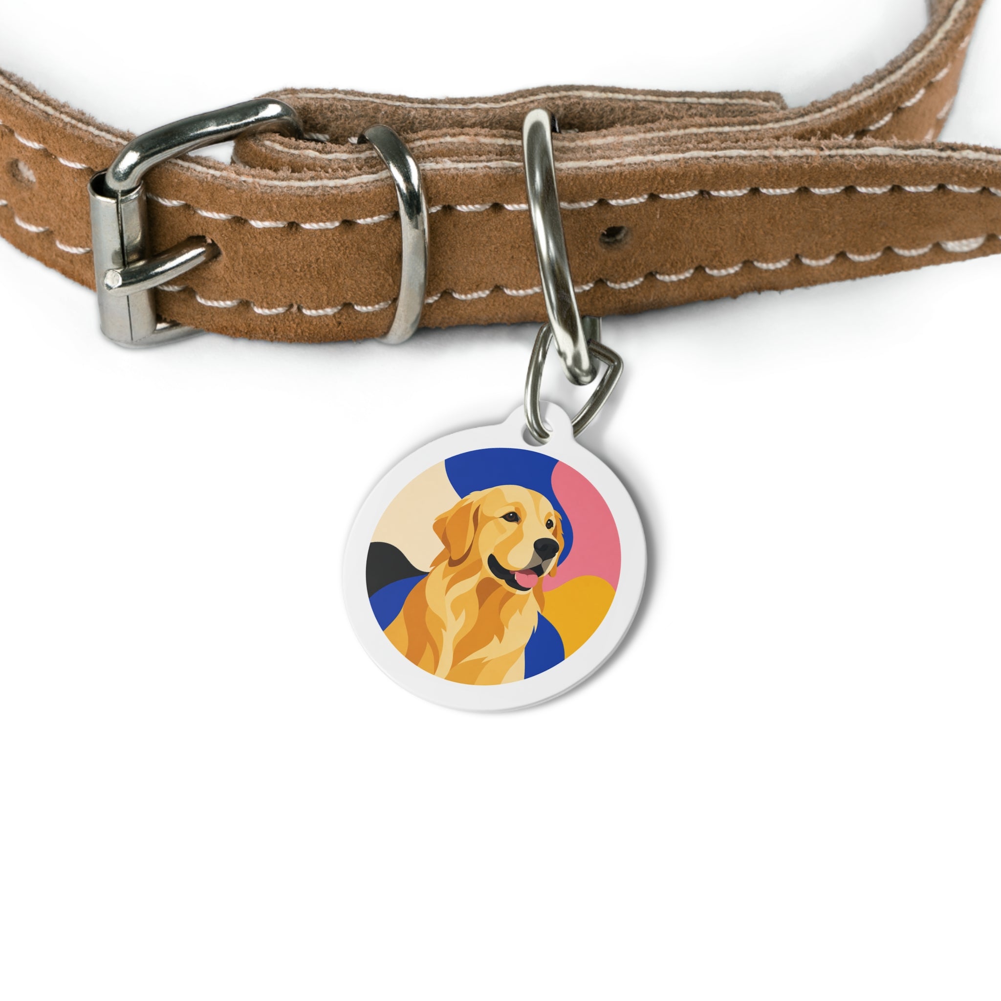 Placa de identificación personalizada para perro Golden Retriever Bauhaus Color