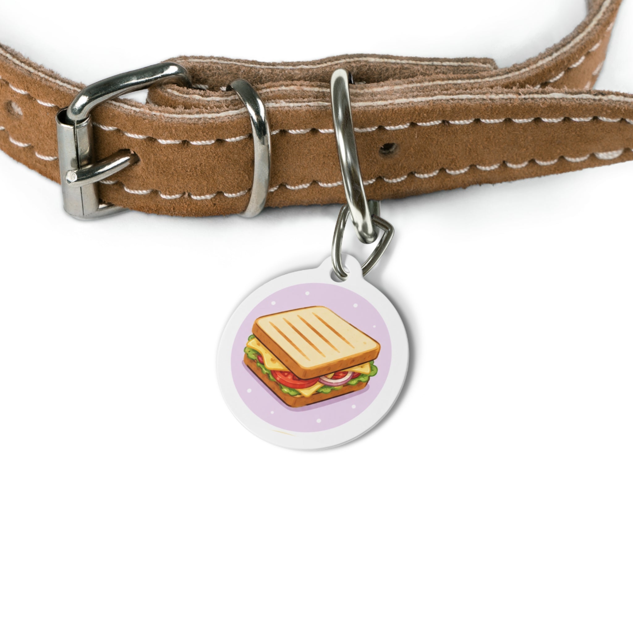 Grilled Sandwich Whimsical Foodie Art Personalized Dog ID Tag