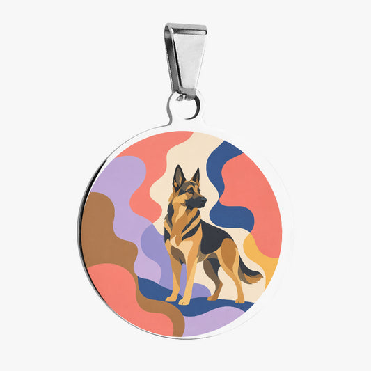 German Shepherd Retro Abstract Shapes Personalized Dog ID Tag