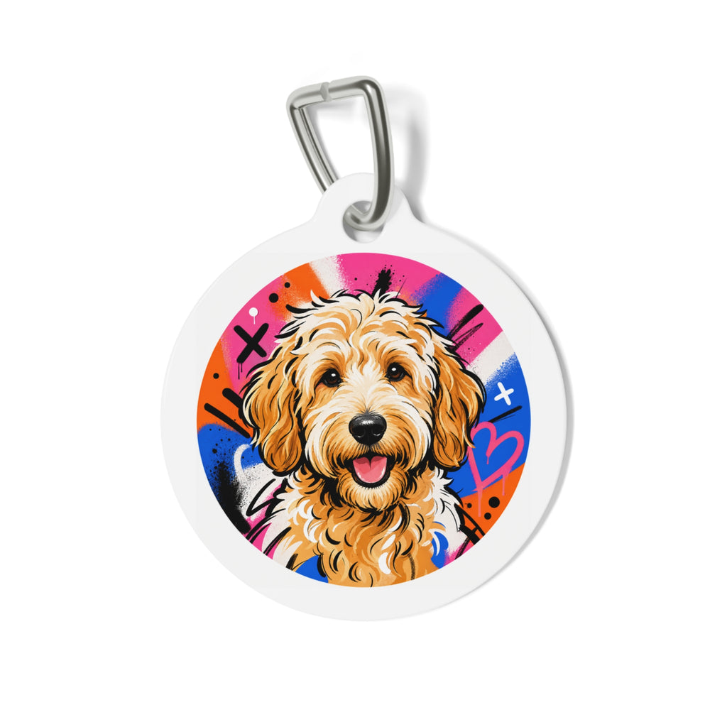 Goldendoodle Bright Color Burst Personalized Dog ID Tag