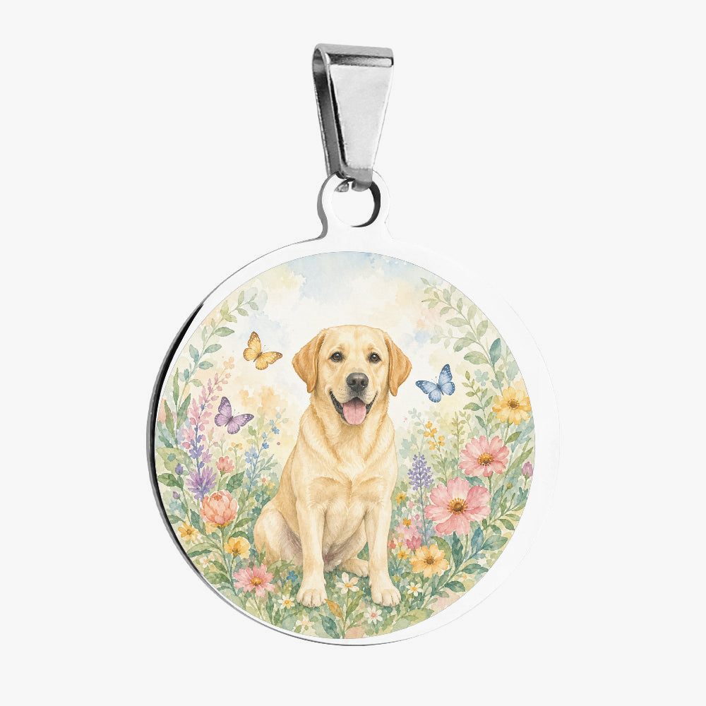 Labrador Retriever Wildflower Meadow Personalized Dog ID Tag
