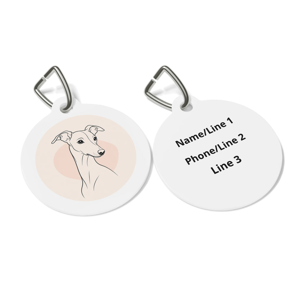 Whippet Clean Line Portrait Personalized Dog ID Tag