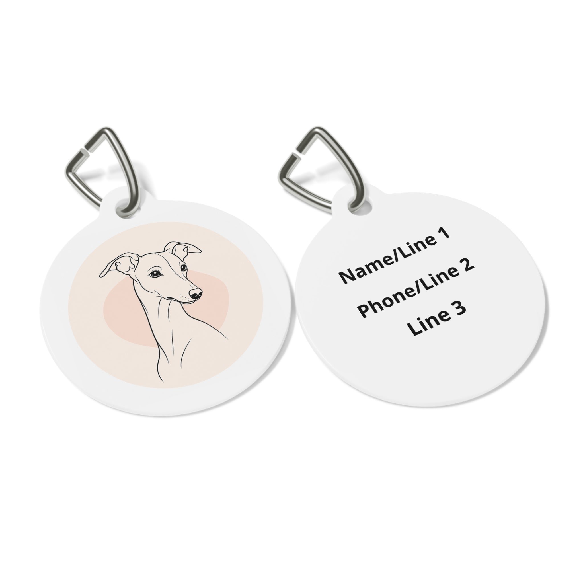 Whippet Clean Line Portrait Personalized Dog ID Tag
