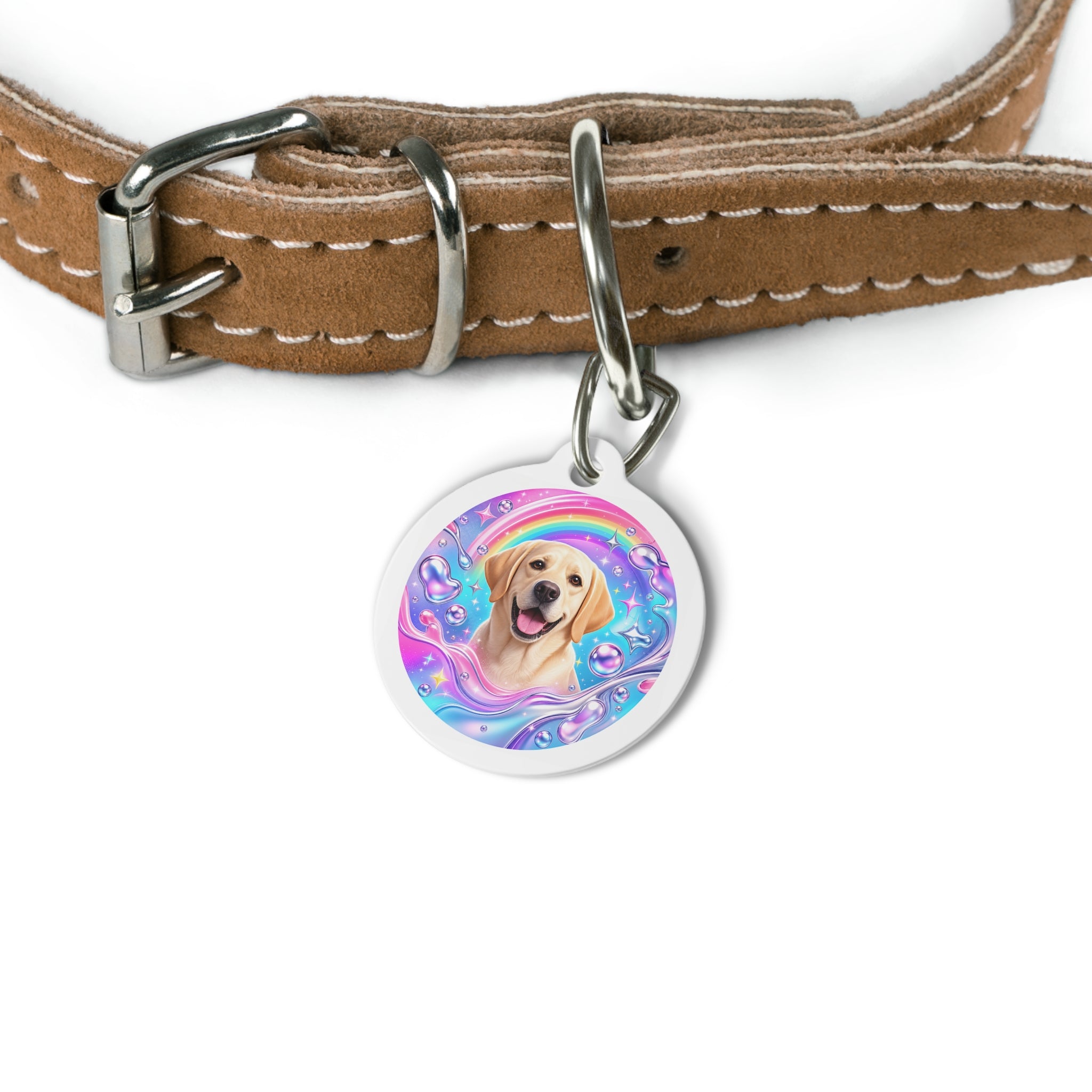 Labrador Retriever Rainbow Bubble Personalized Dog ID Tag