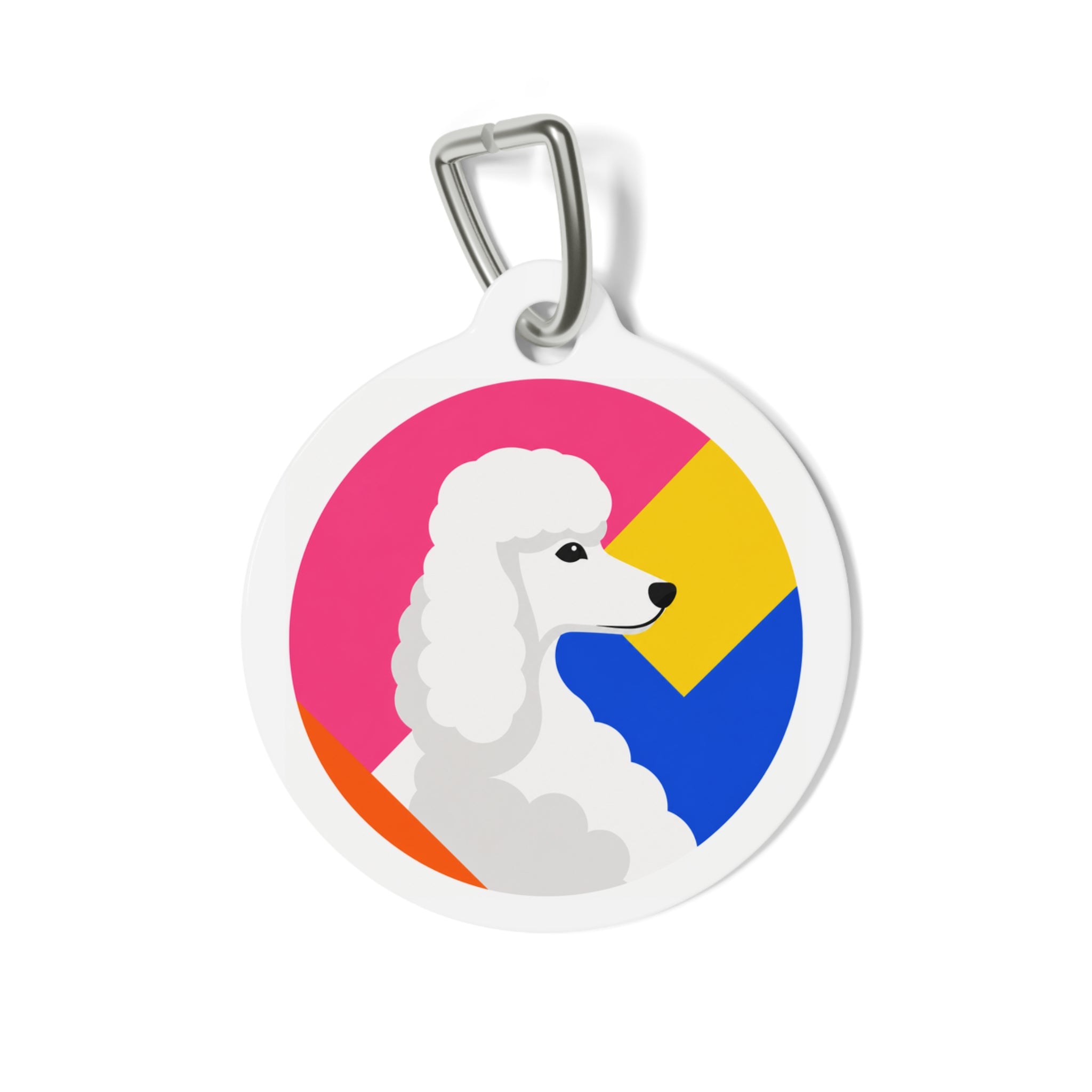 Poodle Geometric Profile Personalized Dog ID Tag