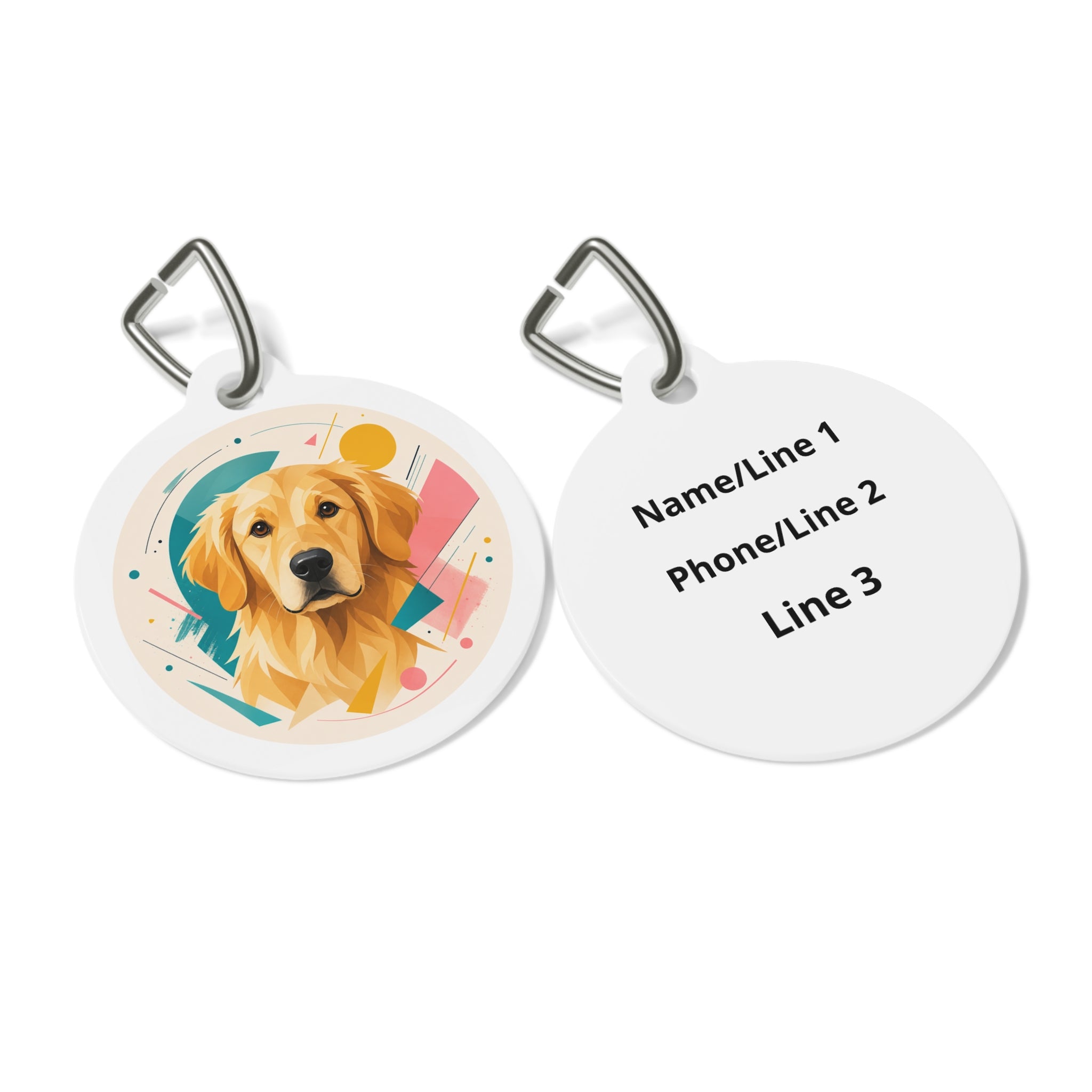 Golden Retriever Watercolor Confetti Personalized Dog ID Tag