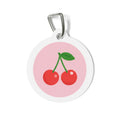 Chapa de identificación personalizada para perro con patrón de frutas alegres Cherry Pop