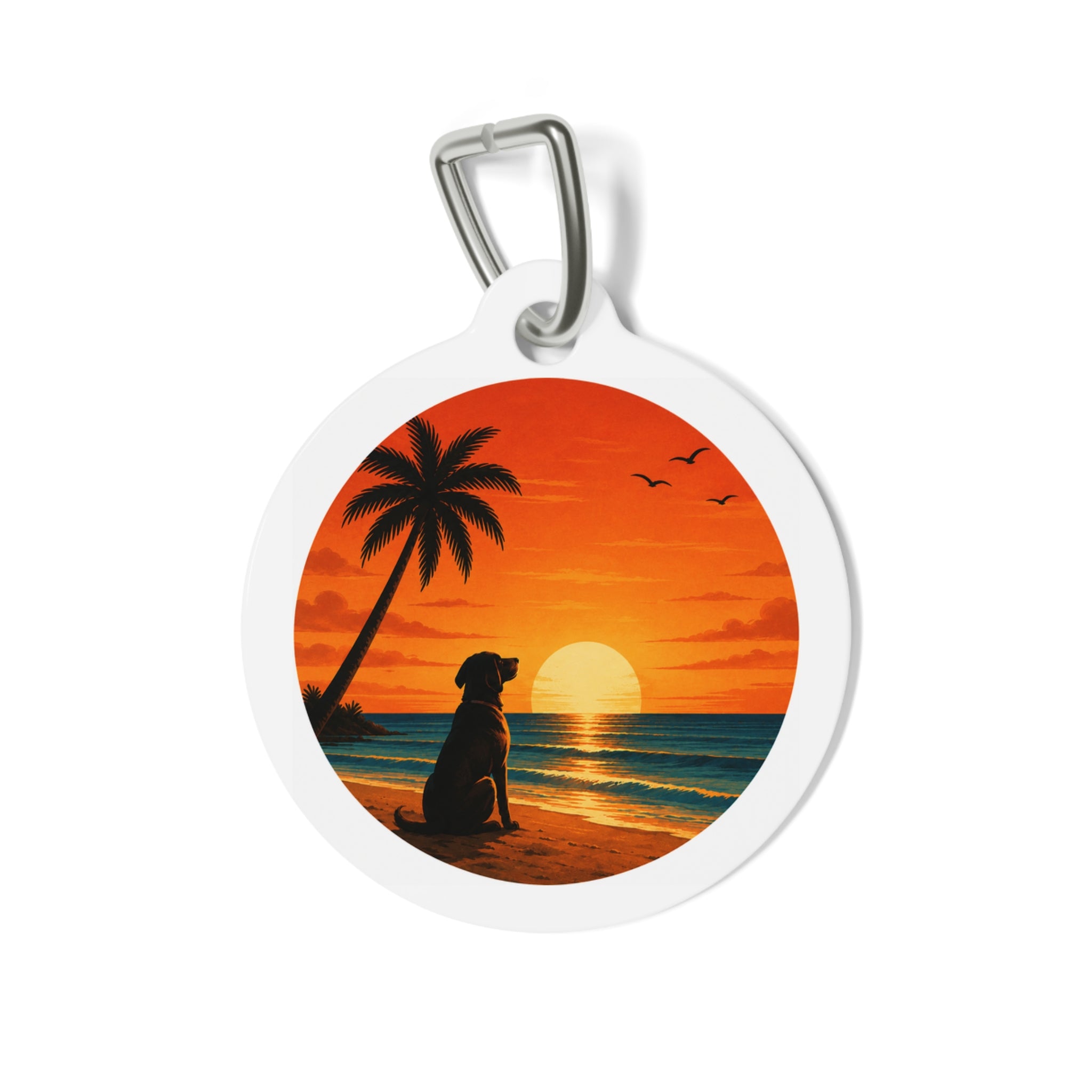 Palm Beach Sunset Dreamy Coastal Scene Personalized Dog ID Tag