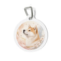 Akita Blush Floral Watercolor Personalized Dog ID Tag