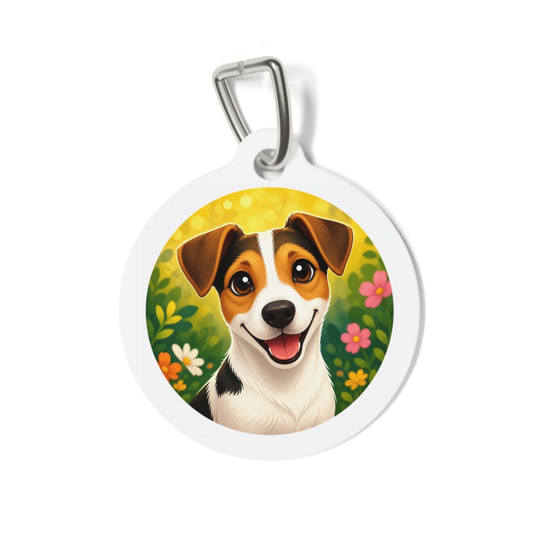 Jack Russell Terrier Sunny Wildflower Personalized Dog ID Tag