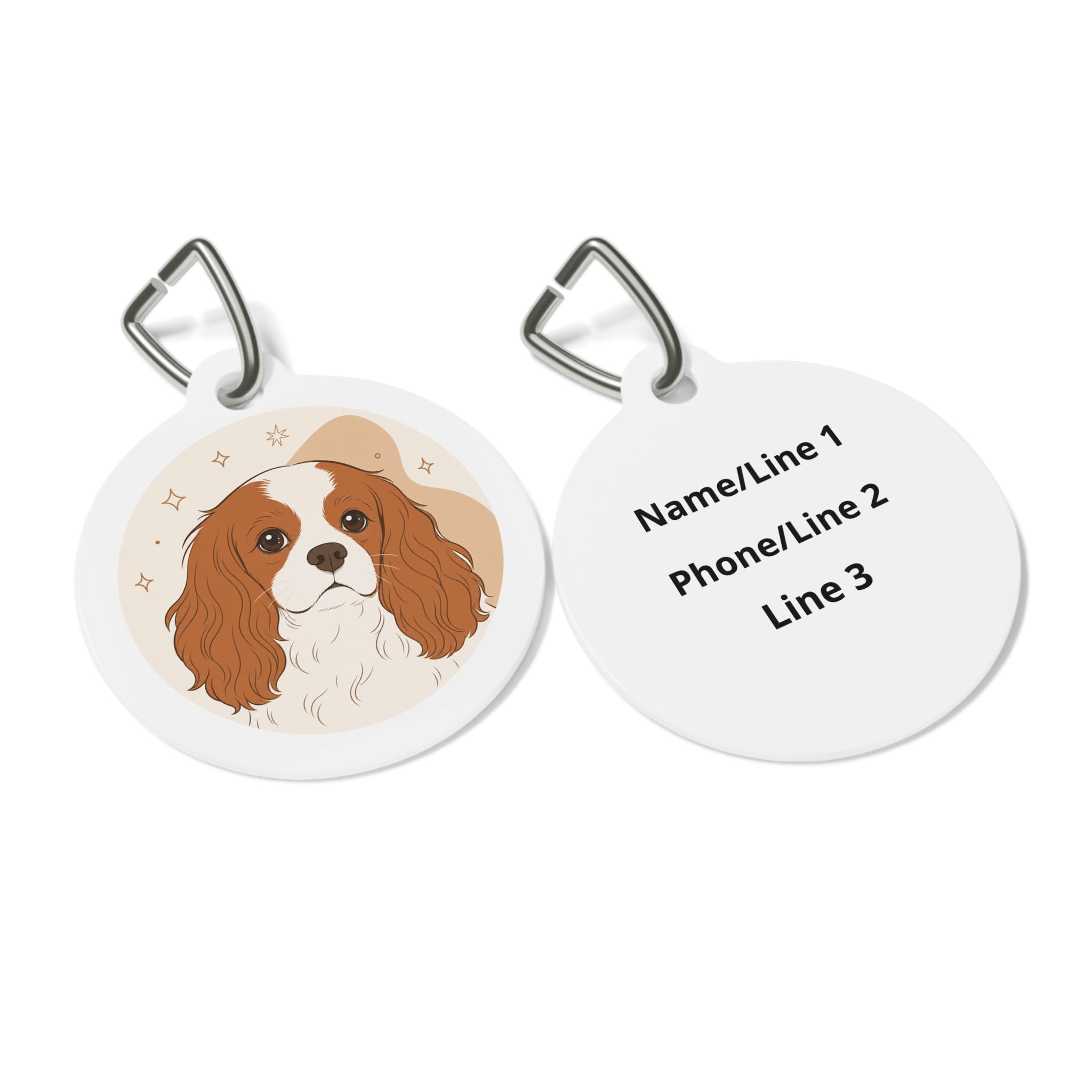 Cavalier King Charles Spaniel Colorful Portrait Personalized Dog ID Tag