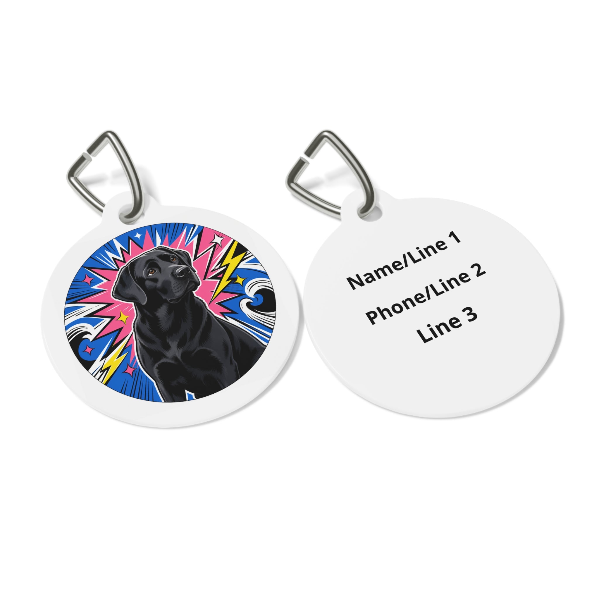 Labrador Retriever Comic Hero Black Personalized Dog ID Tag
