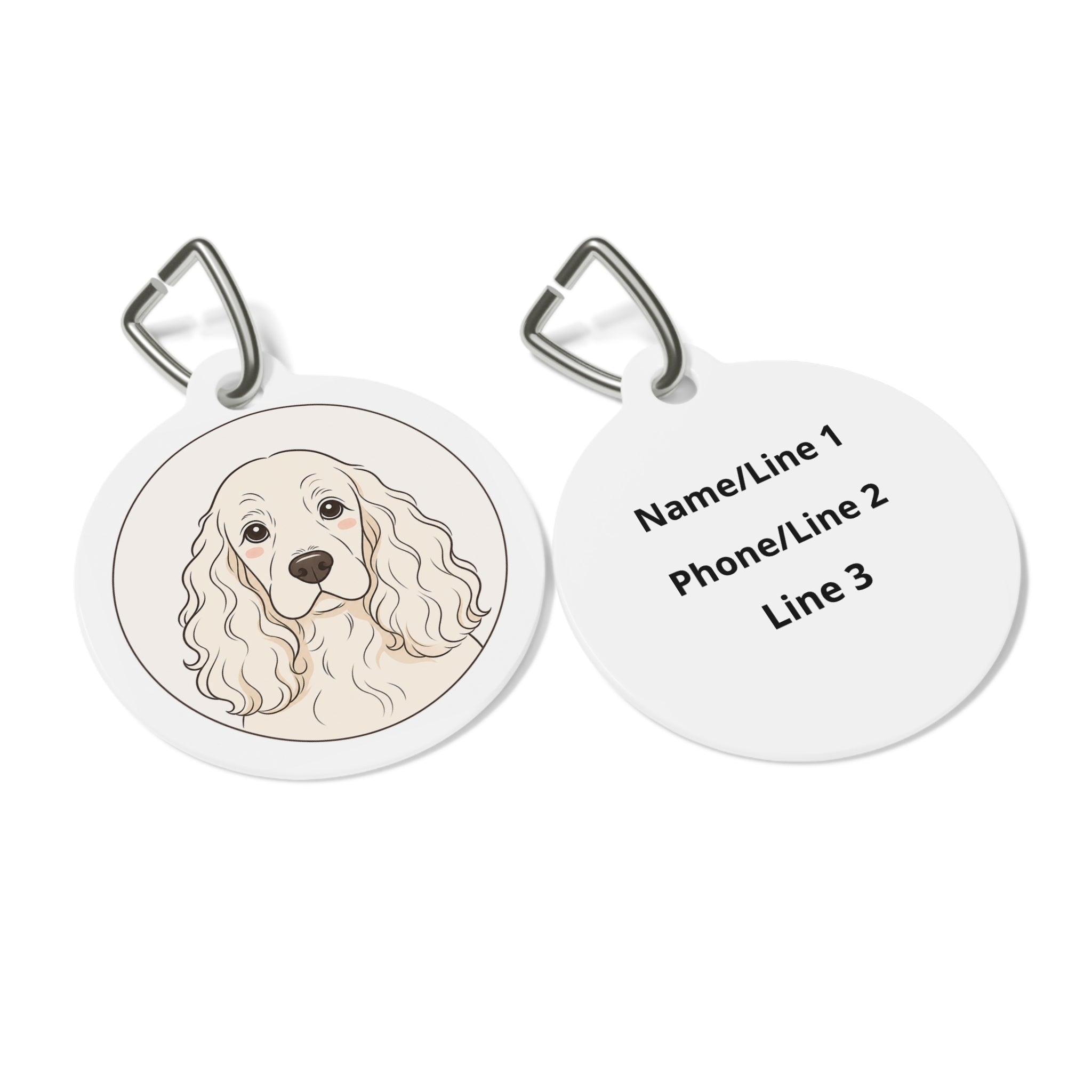 Cocker Spaniel Minimal Line Portrait Personalized Dog ID Tag