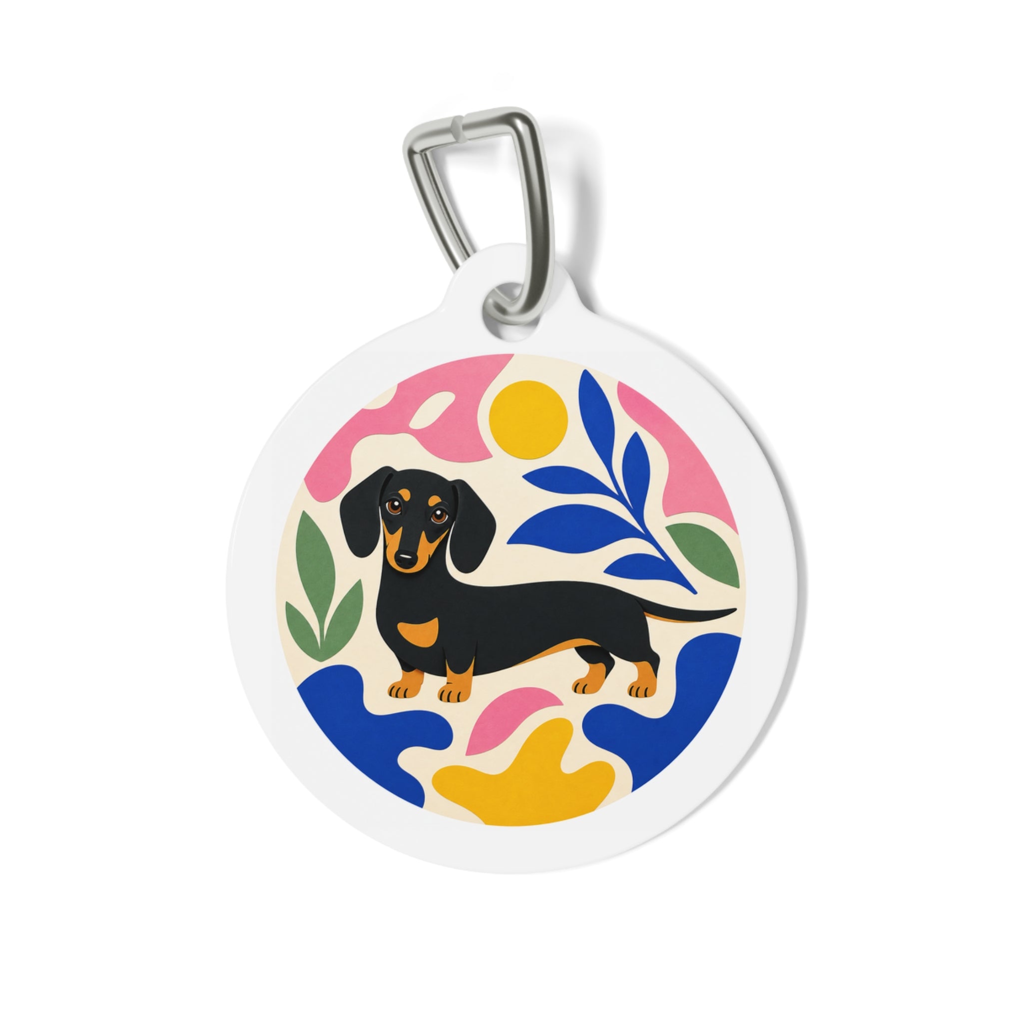 Dachshund Floral Personalized Dog ID Tag