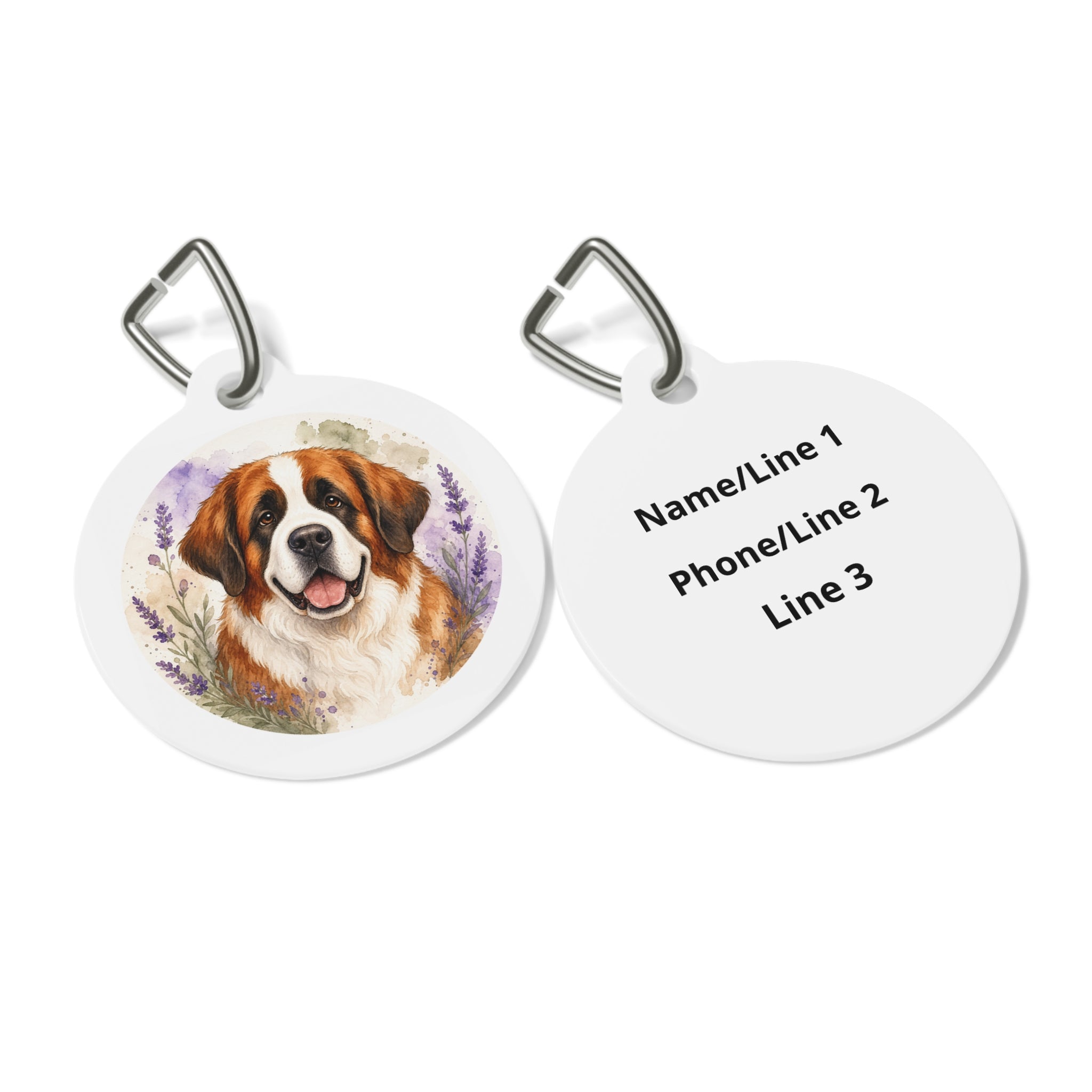 Saint Bernard Soft Gallery Watercolor Personalized Dog ID Tag