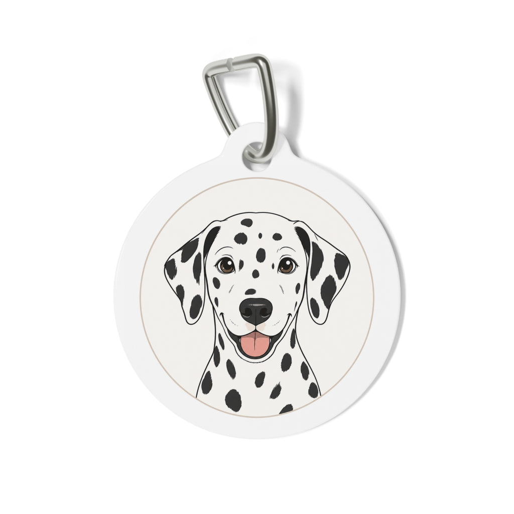 Etiqueta de identificación de perro personalizada con retrato de líneas minimalistas de dálmata