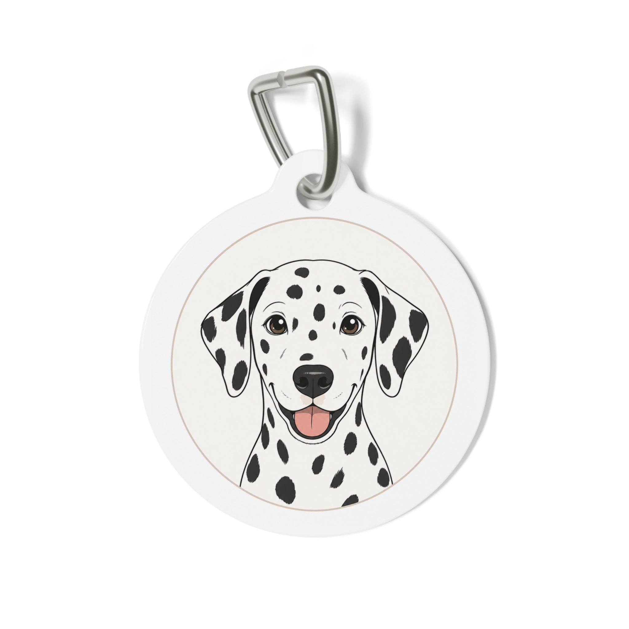 Dalmatian Minimal Line Portrait Personalized Dog ID Tag