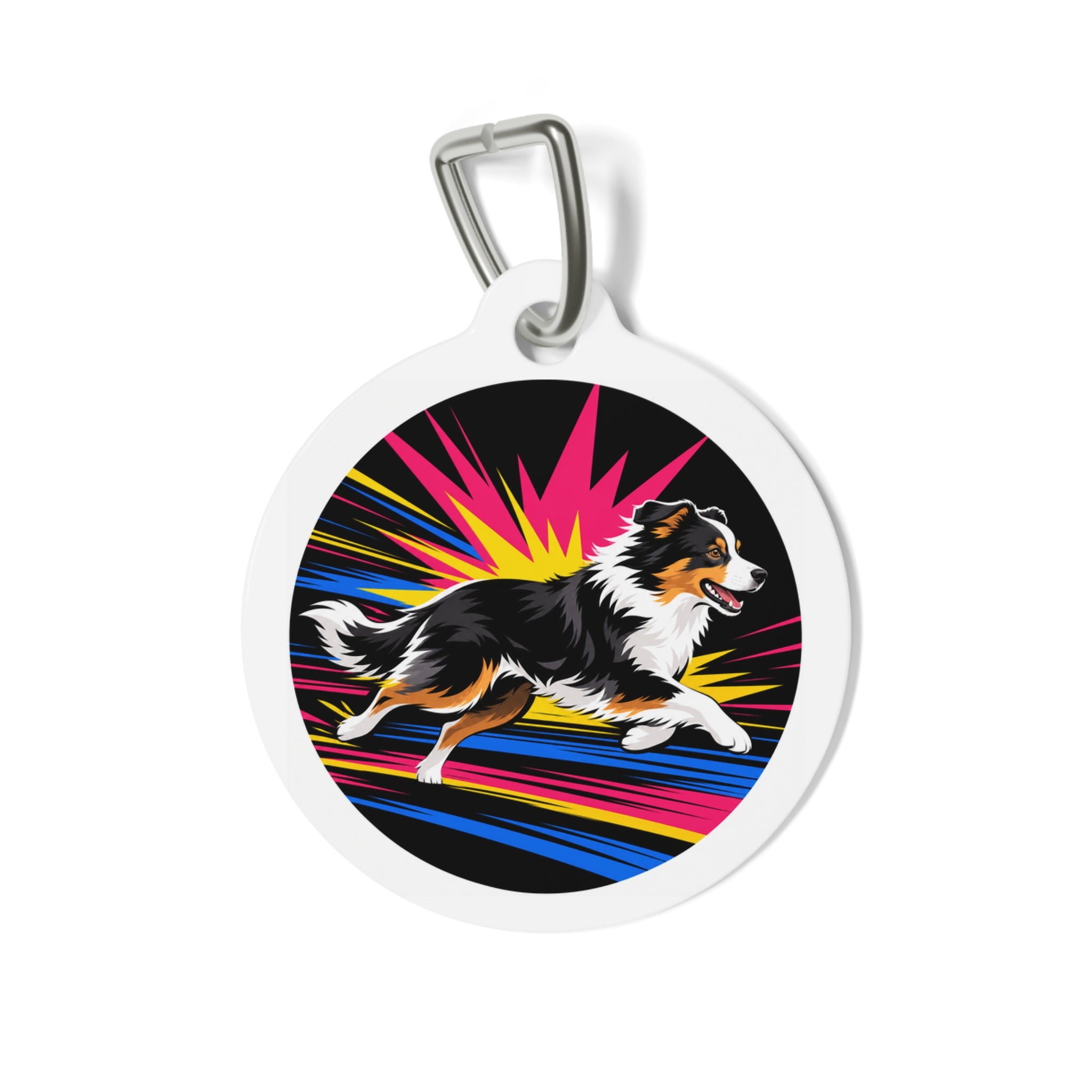 Australian Shepherd Pop Art Personalized Dog ID Tag