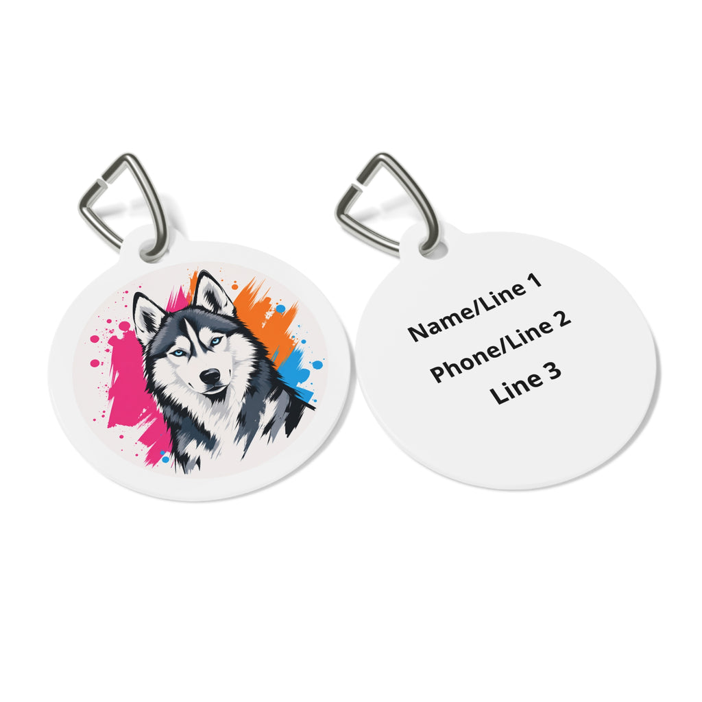 Siberian Husky Color Splash Personalized Dog ID Tag