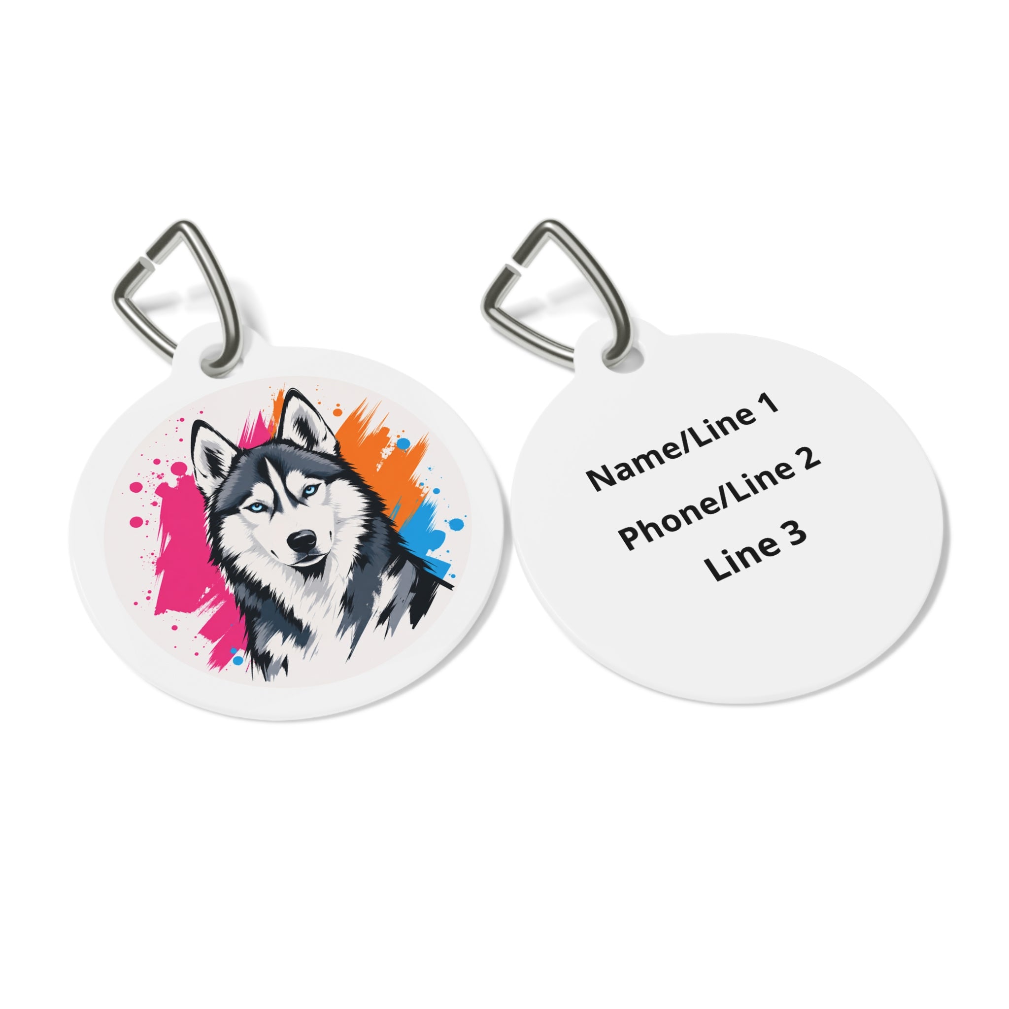 Siberian Husky Color Splash Personalized Dog ID Tag