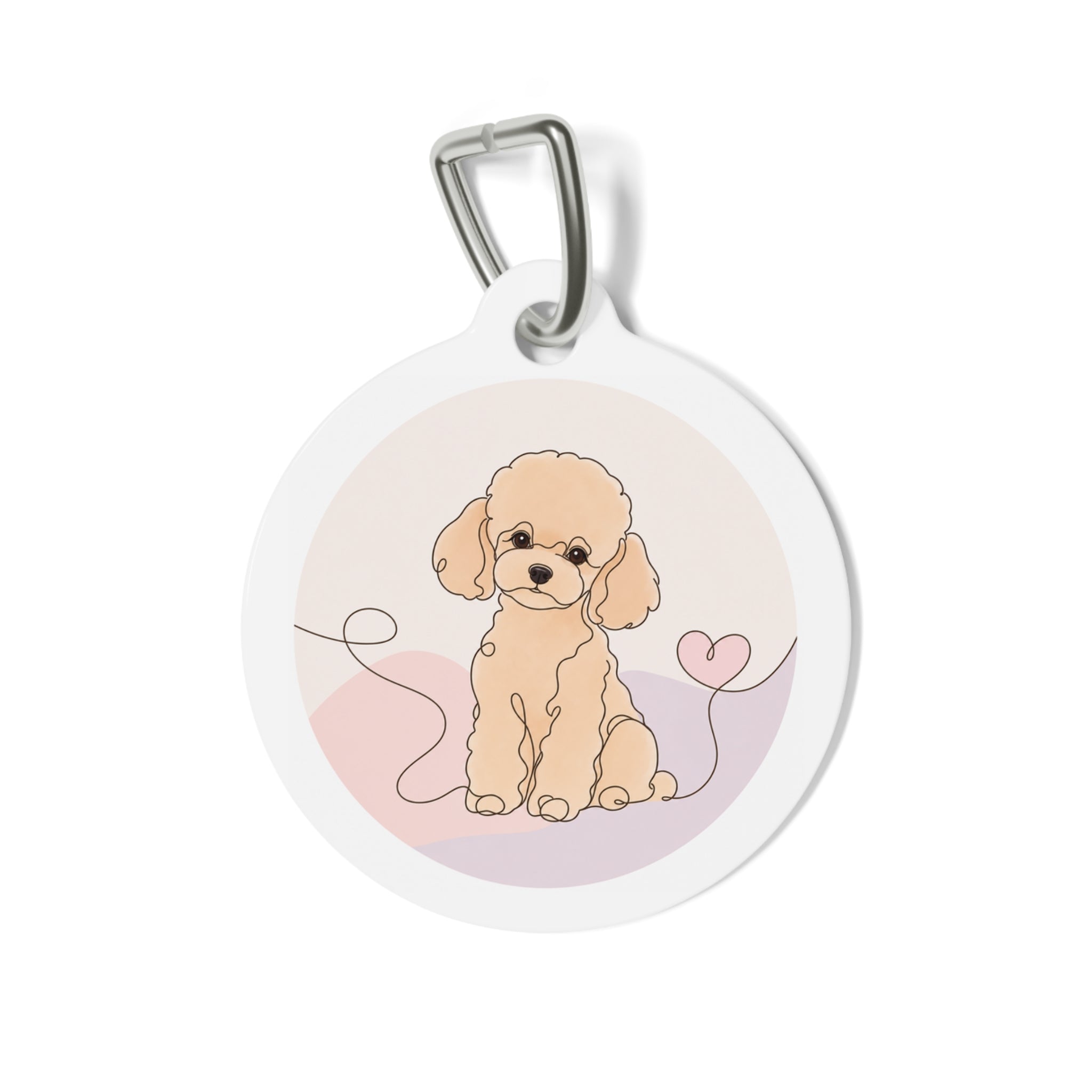 Toy Poodle Sweetheart Line Art Apricot Puppy Personalized Dog ID Tag