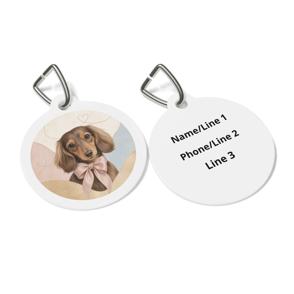 Dachshund Joyful Colorful Portrait Personalized Dog ID Tag